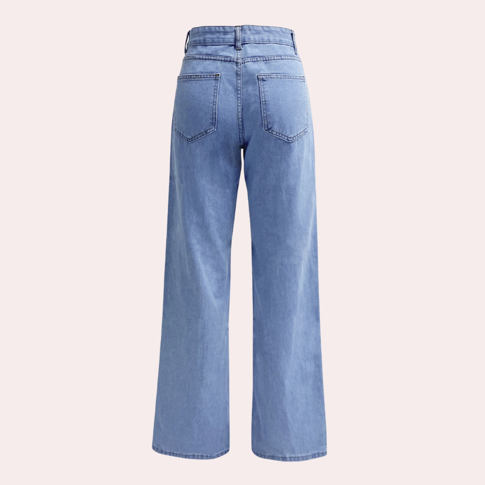 Jean droit taille haute pour femme - denim pleine longueur pour le quotidien décontracté, les looks du week-end et les voyages