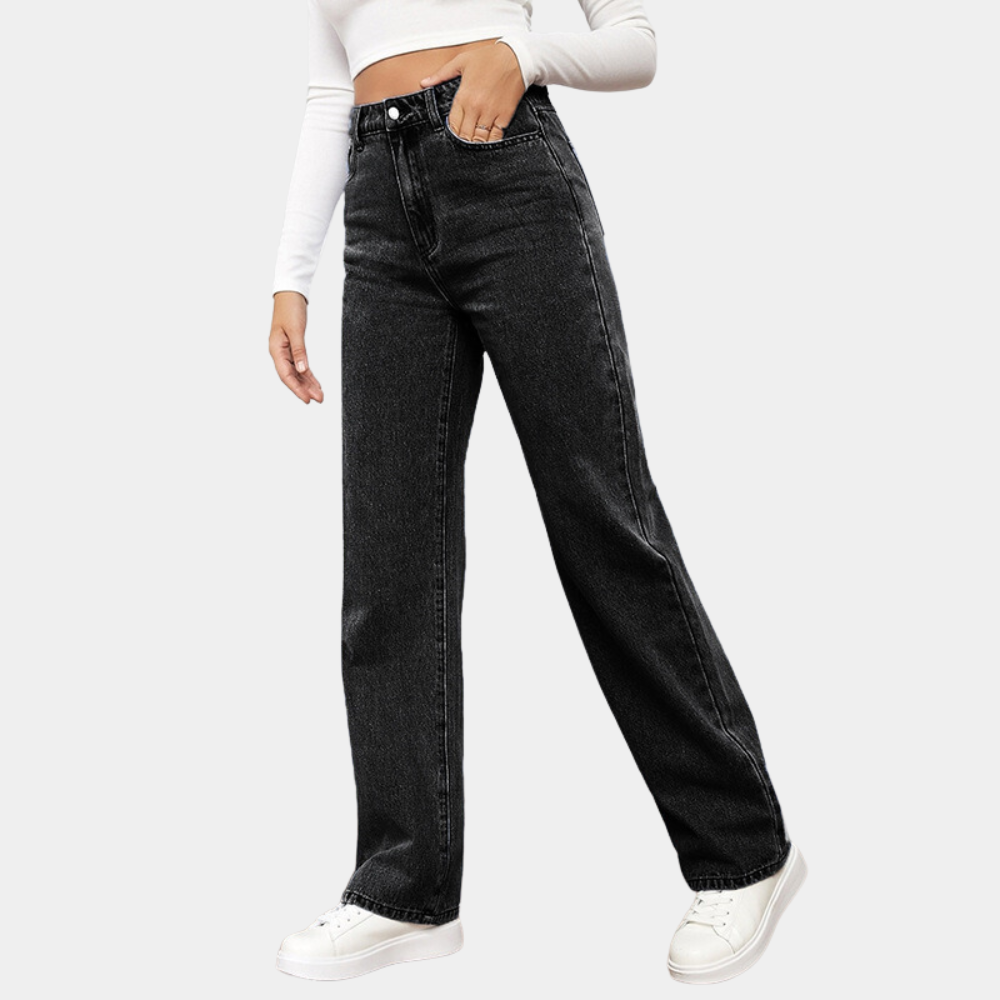 Jean droit taille haute pour femme - denim pleine longueur pour le quotidien décontracté, les looks du week-end et les voyages