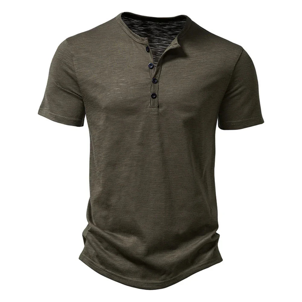 Men’s Henley Neck T Shirt Button Collar Casual Slim Fit Comfortable Everyday Short Sleeve Top