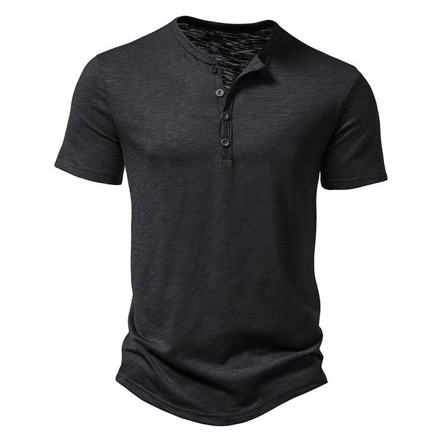 Men’s Henley Neck T Shirt Button Collar Casual Slim Fit Comfortable Everyday Short Sleeve Top