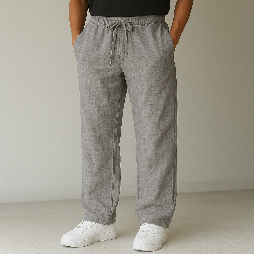 Muške ležerne hlače širokih nogavica s vezicom i opuštenim krojem