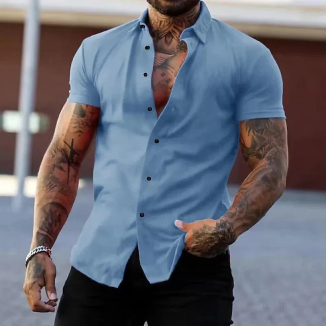 Men’s Slim-Fit Short Sleeve Shirt – Smart Summer Shirt for Casual Wear