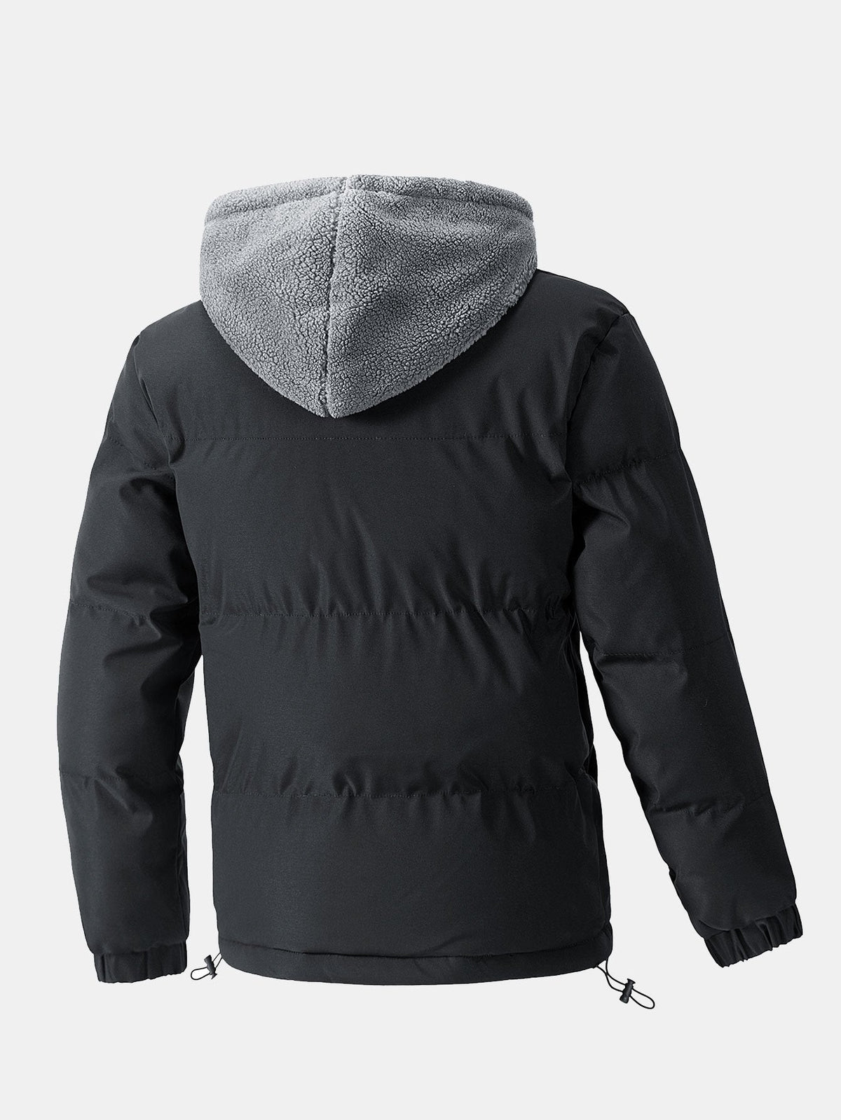 Herren-Pufferjacke mit Kapuze und Teddyfleece-Futter – gefütterter Wintermantel mit Reißverschluss für angenehme Wärme im Alltag