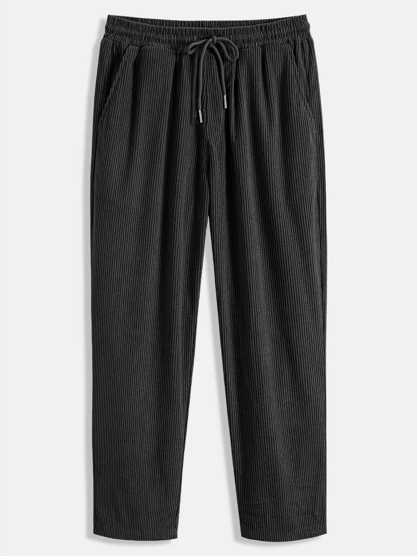 Ensemble homme en velours côtelé à col cubain – chemise à manches longues et pantalon droit pour un style décontracté par temps frais