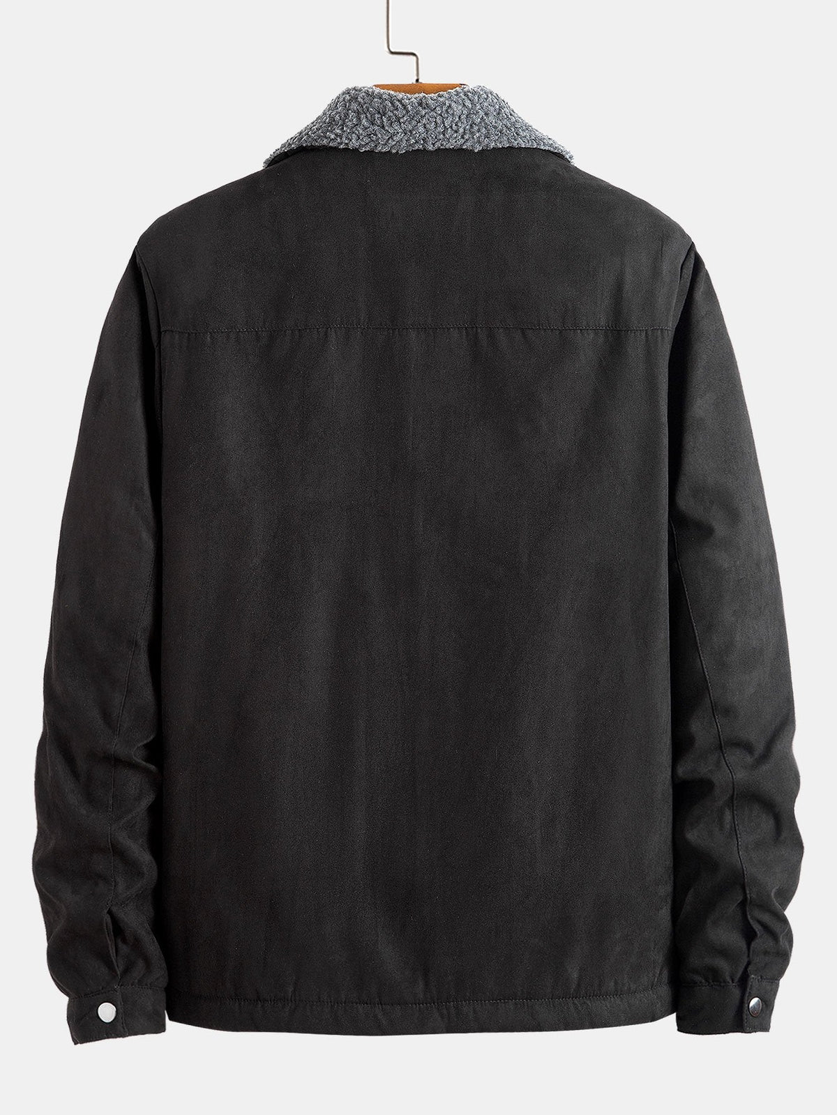 Herrenjacke aus Kunstwildleder mit Teddyfutter – Warme Winterjacke mit Reißverschluss, Borg-Kragen und praktischen Taschen