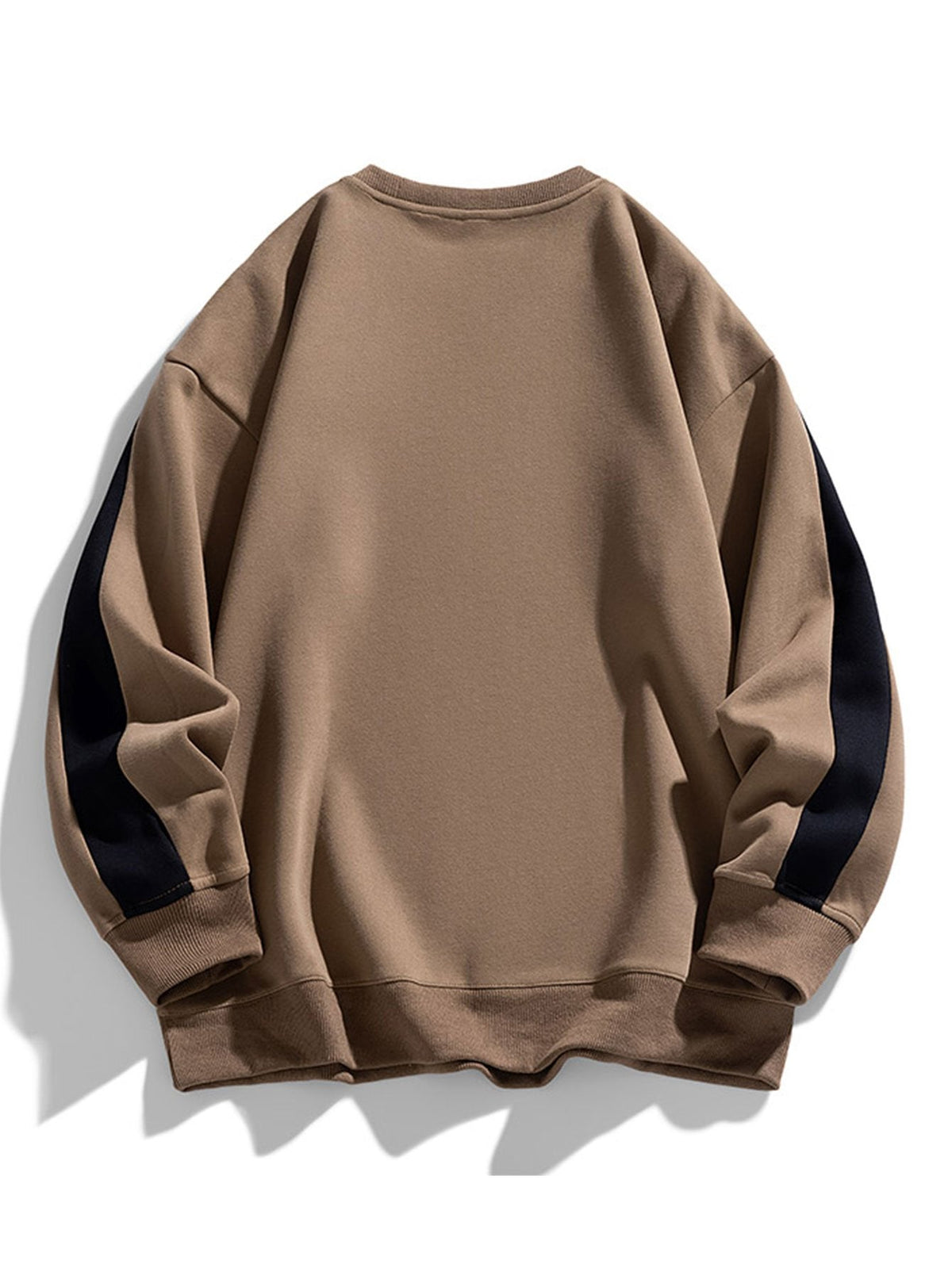 Herensweatshirt met contrasterende mouwpanelen – sportieve pullover met relaxte pasvorm, ronde hals en geribde afwerking voor een alledaagse casual stijl