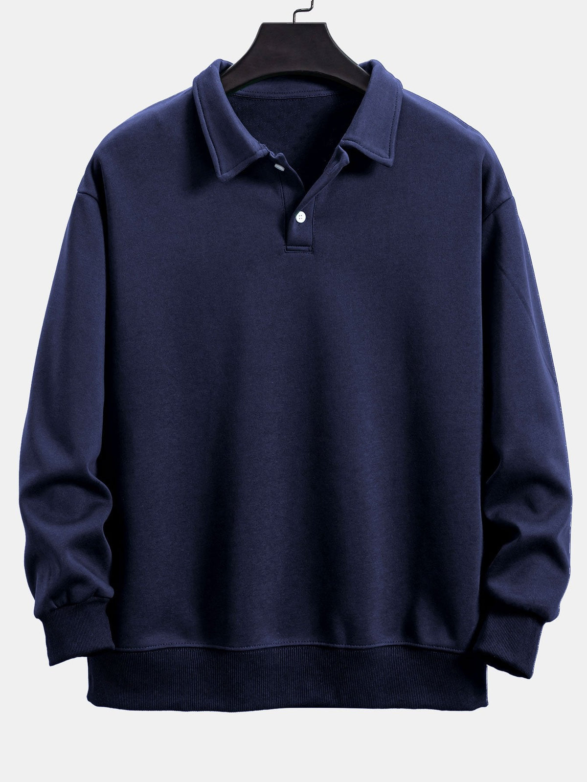 Klassieke sweater met polokraag voor heren - Relaxte pasvorm, pullover van katoenmix met lange mouwen en ribboorden voor dagelijks smartcasual gebruik