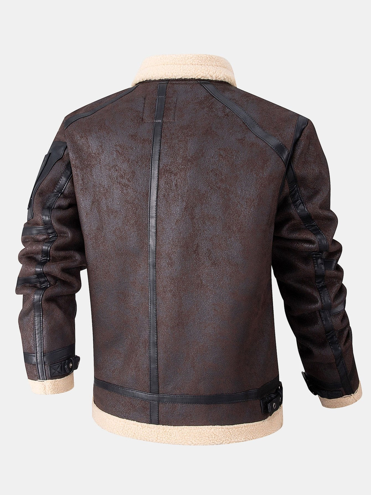 Chaqueta de aviador de ante sintético para hombre con forro de pelo sintético - Prenda de abrigo de inspiración vintage con cremallera para el invierno