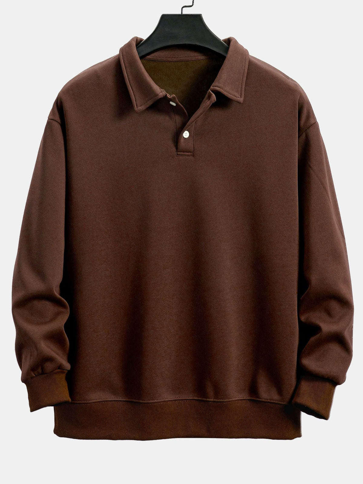 Klassieke sweater met polokraag voor heren - Relaxte pasvorm, pullover van katoenmix met lange mouwen en ribboorden voor dagelijks smartcasual gebruik