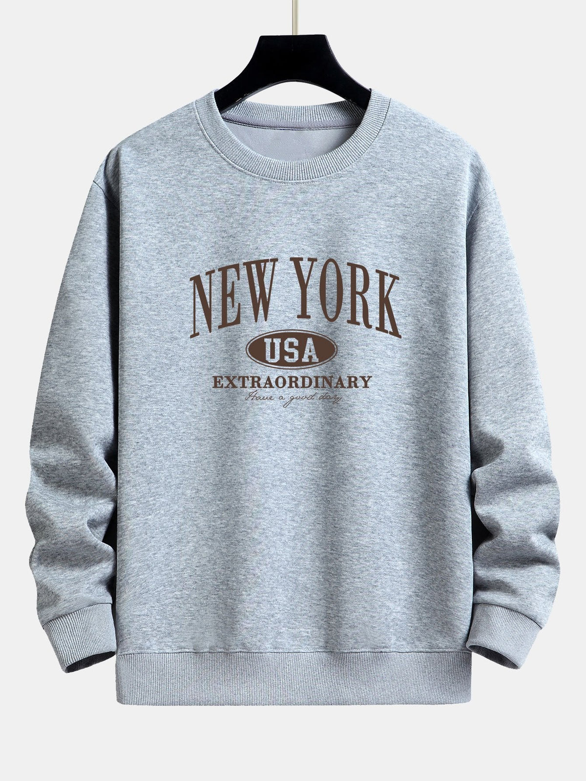 Miesten collegepaita, jossa on New York, USA -kuvio - rento istuvuus, puuvillasekoitetta, pyöreä pääntie, rento arkityyli