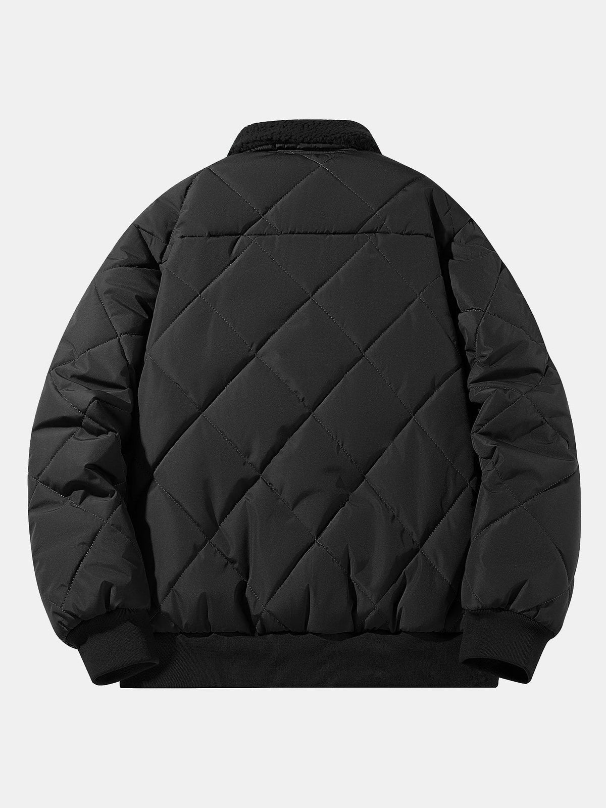 Herren-Winterjacke mit Rautensteppung und Teddyfleecekragen – warme gefütterte Bomberjacke mit Reißverschluss für den Alltag