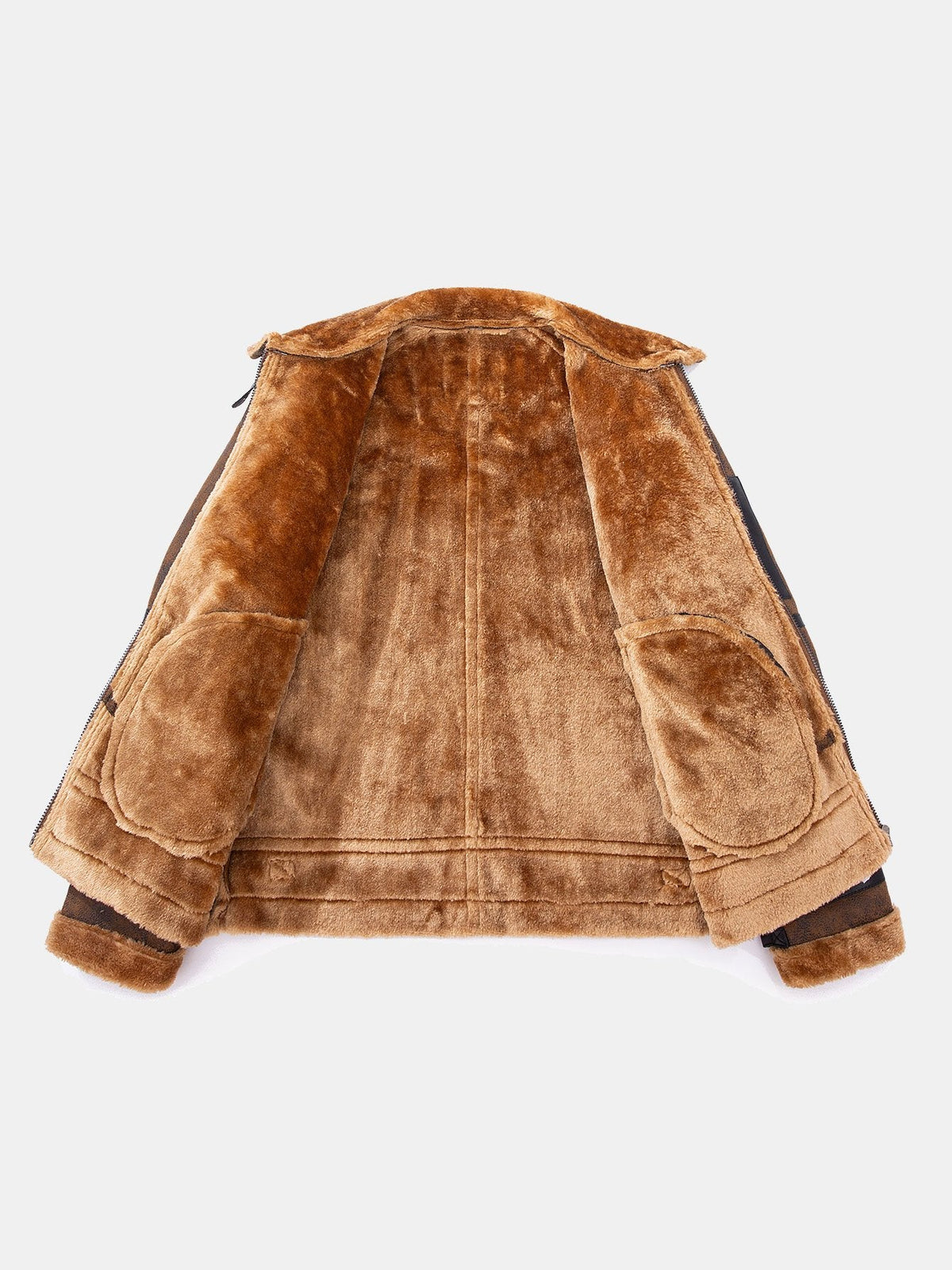 Chaqueta de aviador de ante sintético para hombre con forro de pelo sintético - Prenda de abrigo de inspiración vintage con cremallera para el invierno
