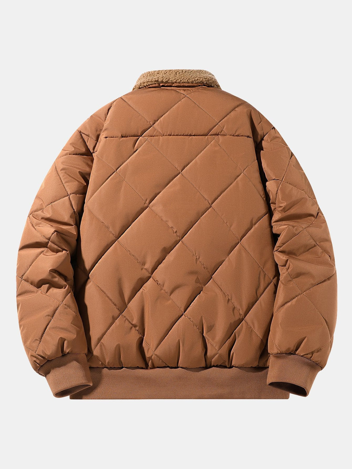Herren-Winterjacke mit Rautensteppung und Teddyfleecekragen – warme gefütterte Bomberjacke mit Reißverschluss für den Alltag