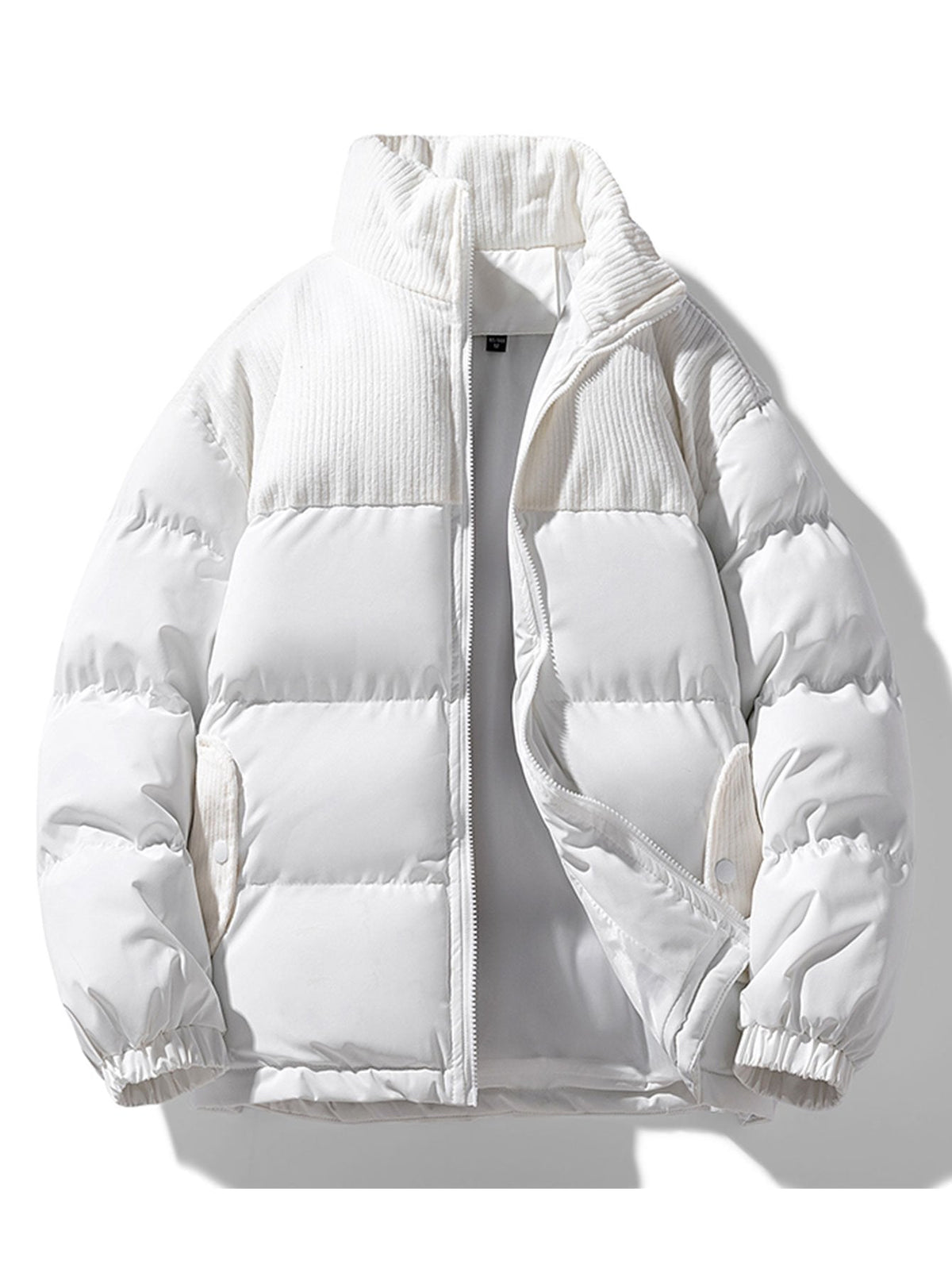 Herren-Pufferjacke aus Cord mit Einsätzen und Stehkragen – Warme Winterjacke mit lockerer Passform