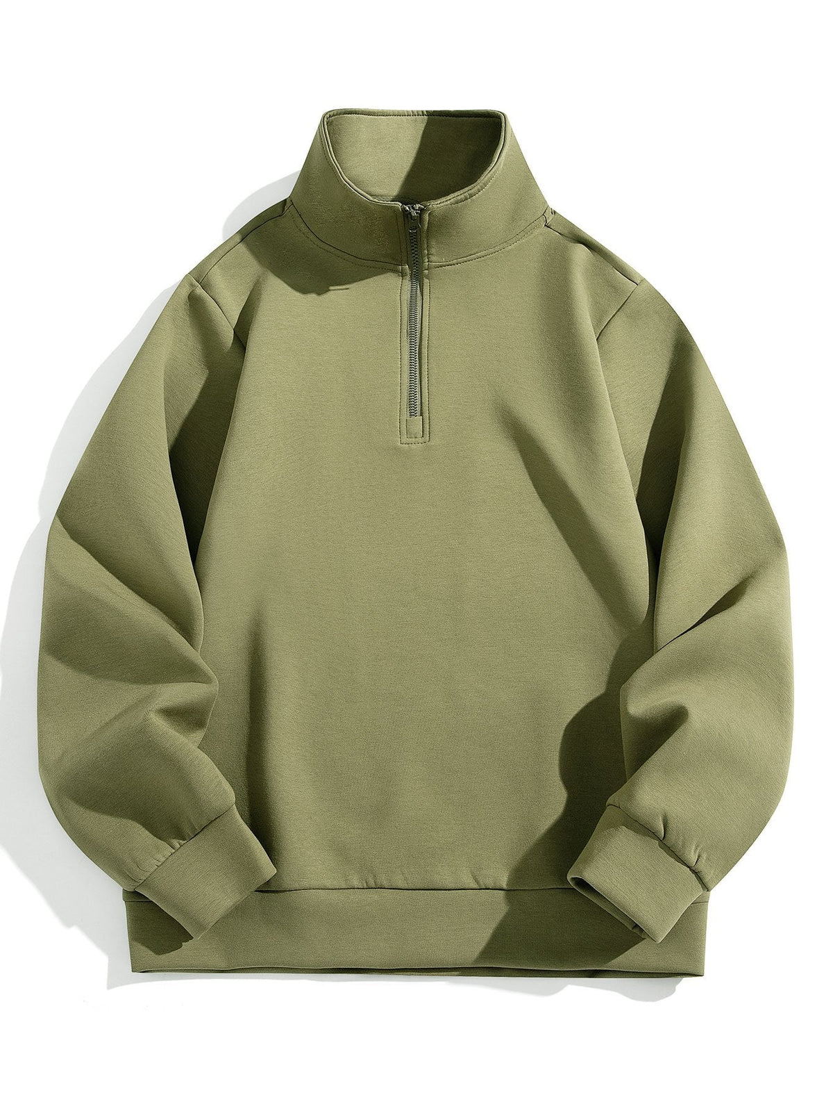 Minimalistisch sweatshirt voor heren met kwart rits en hoge opstaande kraag - sweater van katoenmix met normale pasvorm voor smart-casual laagjes