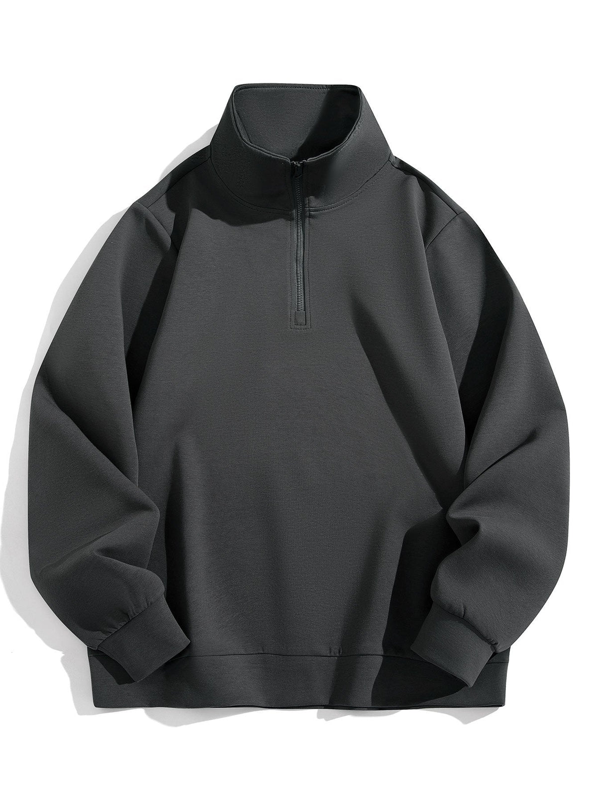 Minimalistisch sweatshirt voor heren met kwart rits en hoge opstaande kraag - sweater van katoenmix met normale pasvorm voor smart-casual laagjes