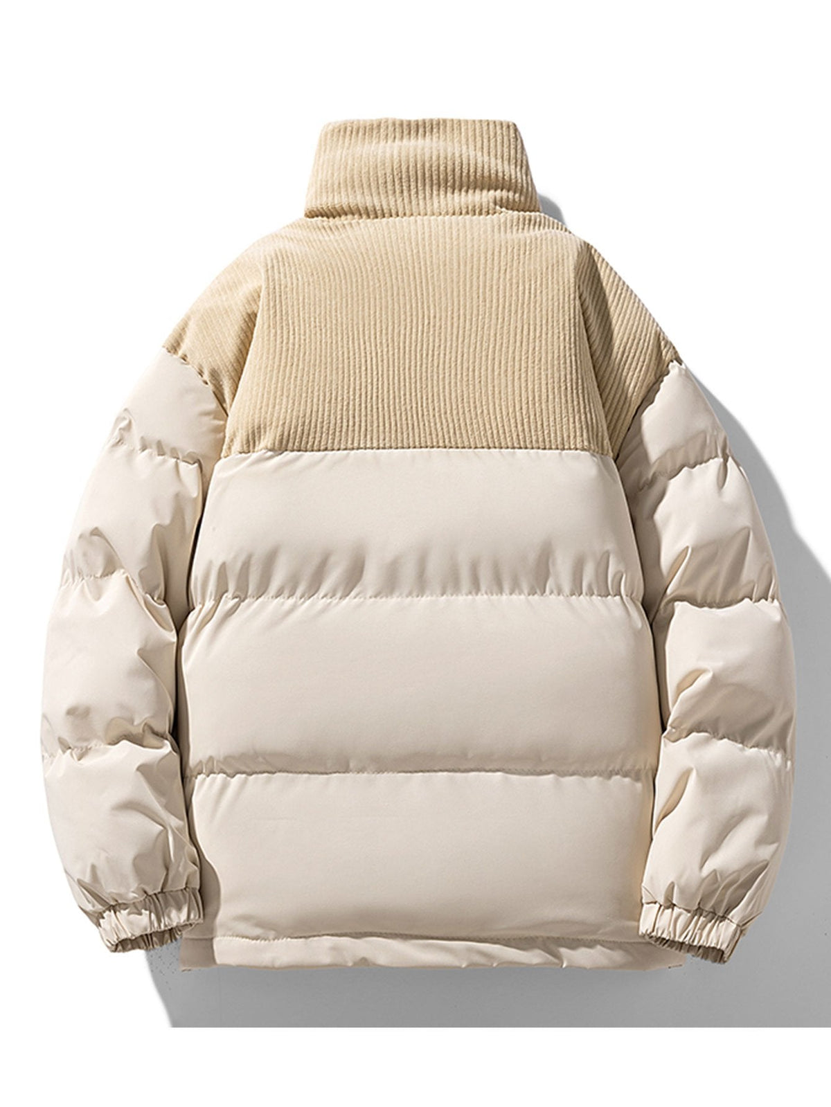 Herren-Pufferjacke aus Cord mit Einsätzen und Stehkragen – Warme Winterjacke mit lockerer Passform