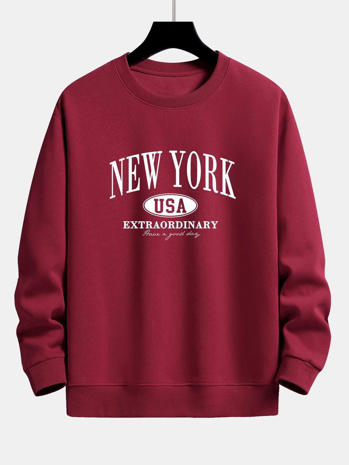 Miesten collegepaita, jossa on New York, USA -kuvio - rento istuvuus, puuvillasekoitetta, pyöreä pääntie, rento arkityyli