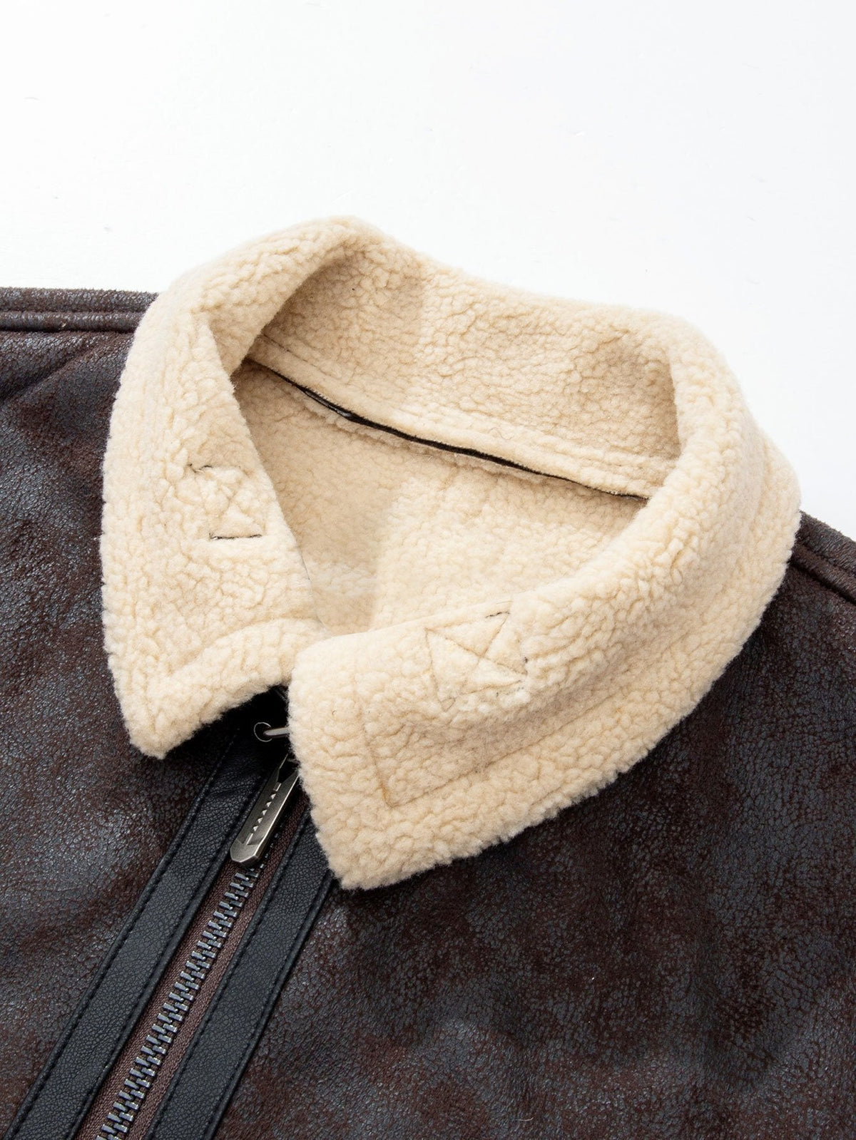 Chaqueta de aviador de ante sintético para hombre con forro de pelo sintético - Prenda de abrigo de inspiración vintage con cremallera para el invierno