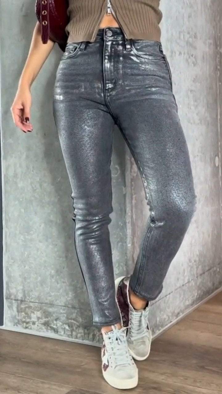 Women’s Coated Skinny Jeans High Waist Stretch Fit