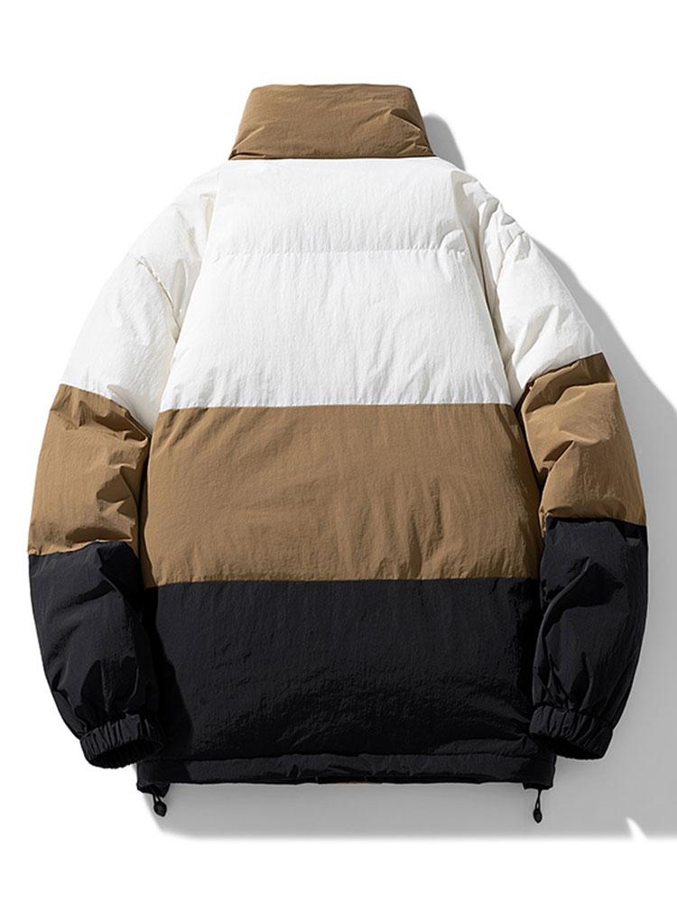 Doudoune à empiècements contrastés pour homme - vêtement d’extérieur chaud et matelassé pour l’hiver, avec col montant et coupe ample