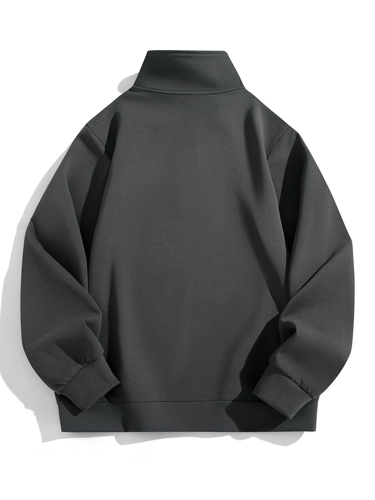 Minimalistisch sweatshirt voor heren met kwart rits en hoge opstaande kraag - sweater van katoenmix met normale pasvorm voor smart-casual laagjes