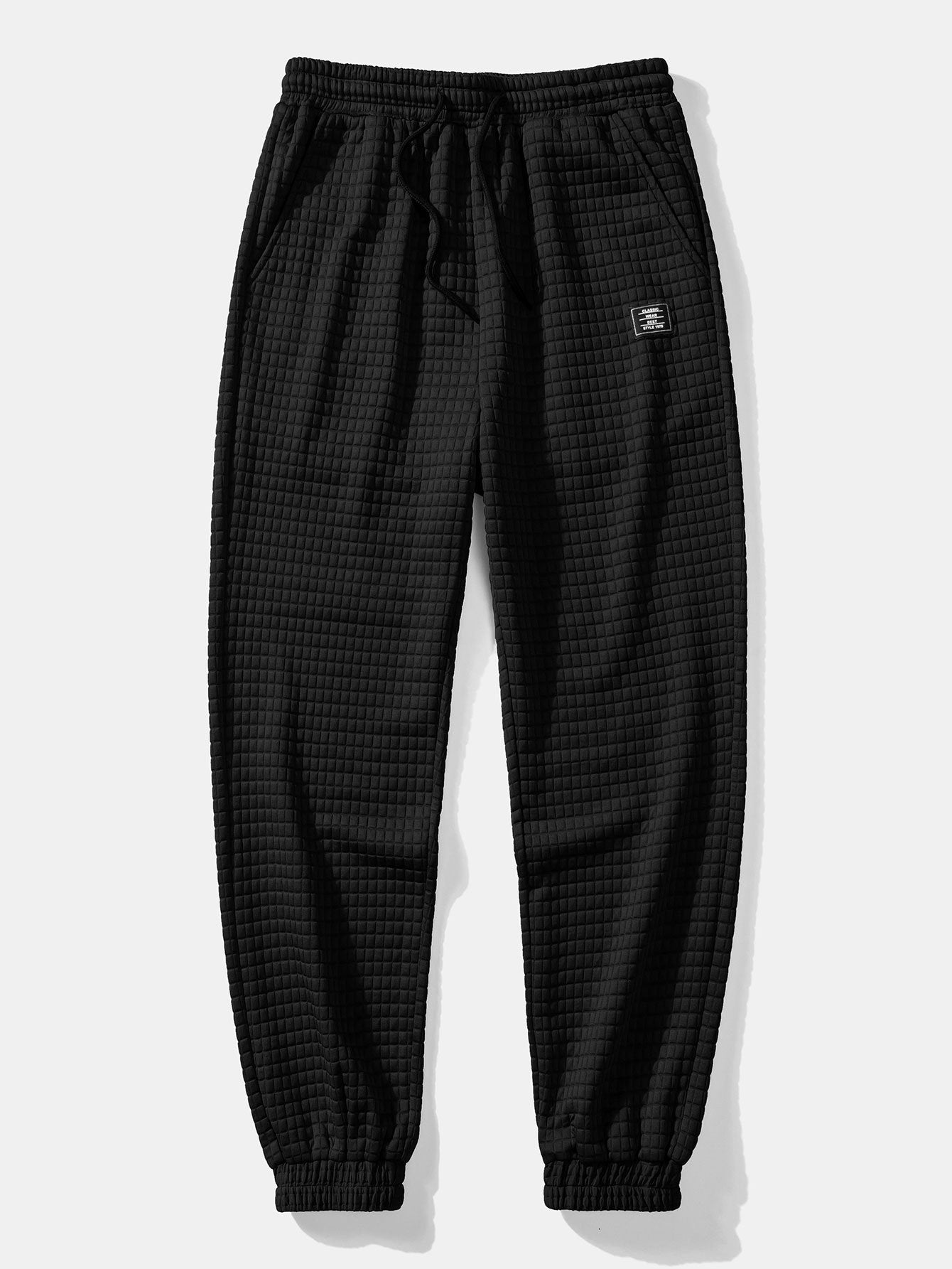 Sæt med waffletrøje og joggerbukser til mænd – tekstureret afslappet lag-på-lag-outfit