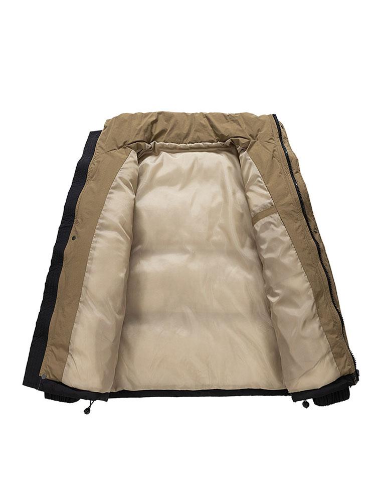 Doudoune à empiècements contrastés pour homme - vêtement d’extérieur chaud et matelassé pour l’hiver, avec col montant et coupe ample