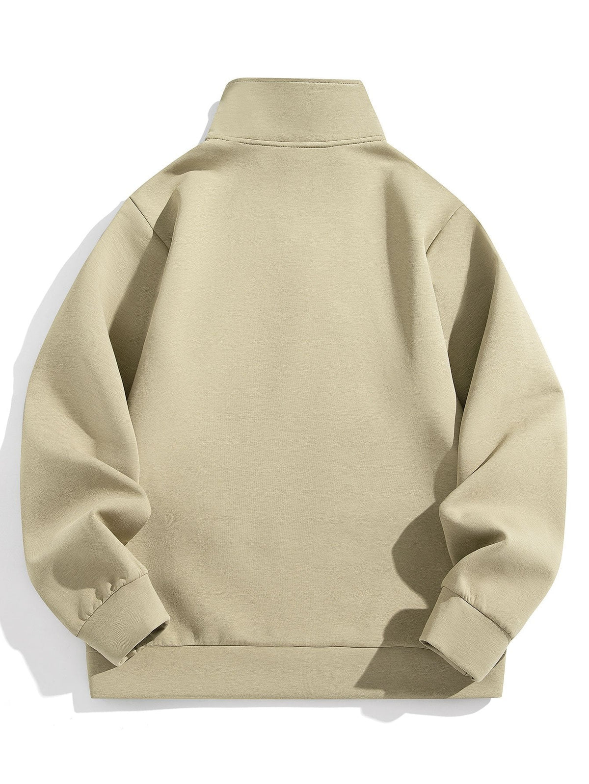 Minimalistisch sweatshirt voor heren met kwart rits en hoge opstaande kraag - sweater van katoenmix met normale pasvorm voor smart-casual laagjes