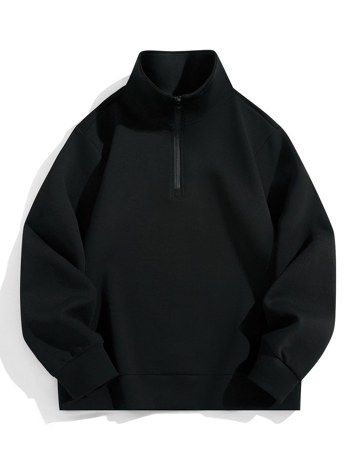 Minimalistisch sweatshirt voor heren met kwart rits en hoge opstaande kraag - sweater van katoenmix met normale pasvorm voor smart-casual laagjes