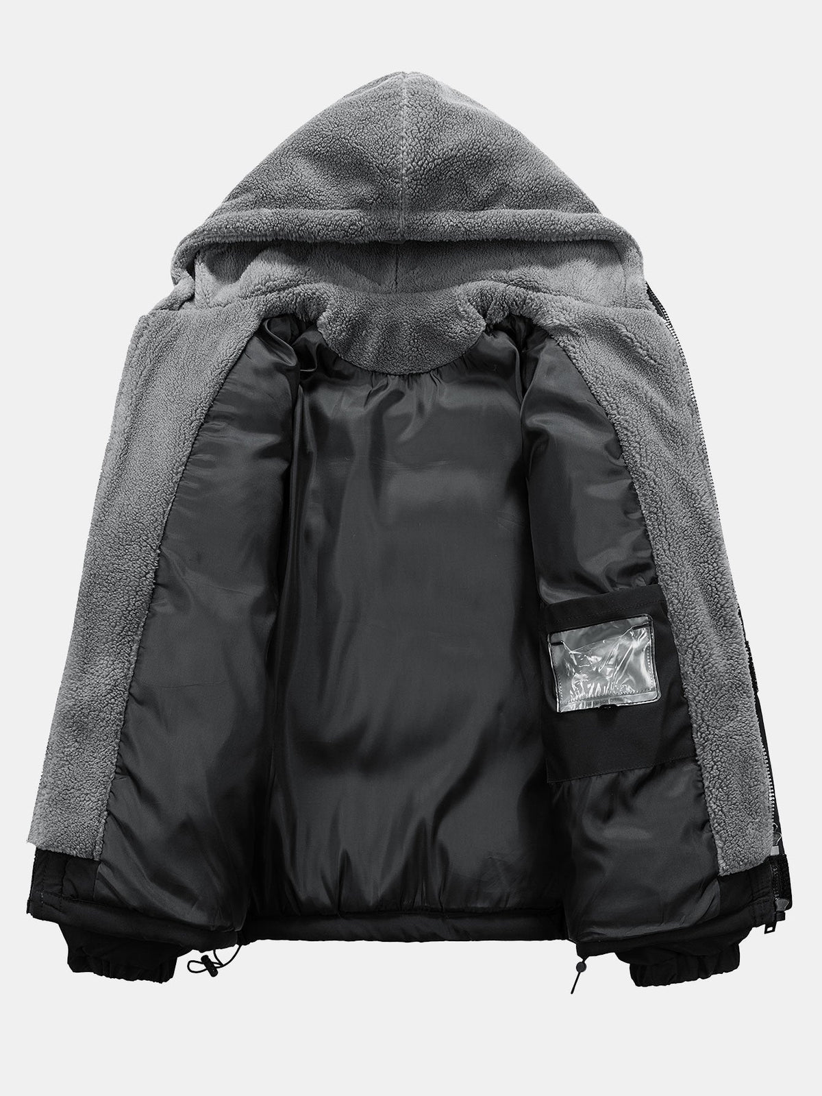 Herren-Pufferjacke mit Kapuze und Teddyfleece-Futter – gefütterter Wintermantel mit Reißverschluss für angenehme Wärme im Alltag
