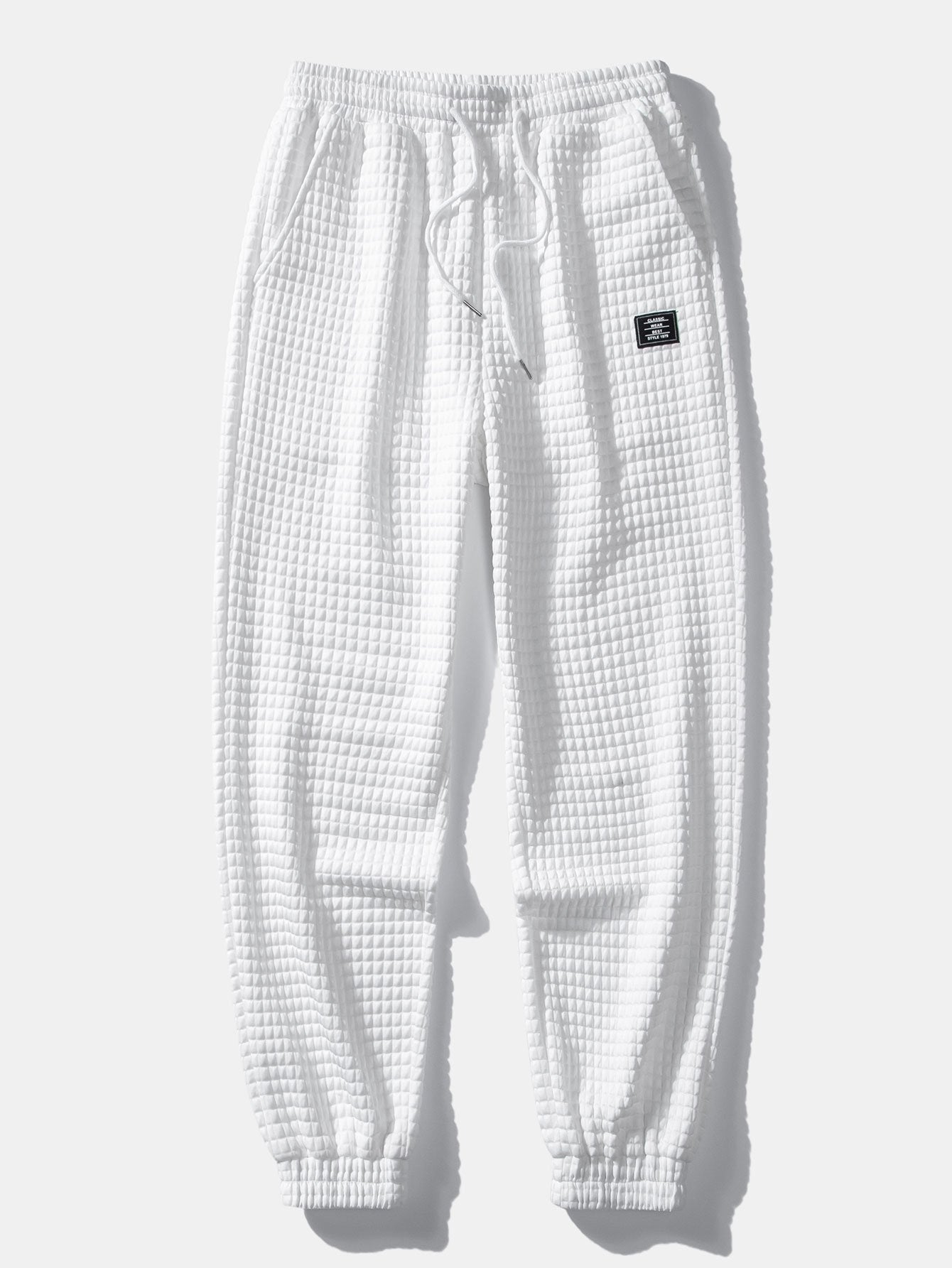 Sæt med waffletrøje og joggerbukser til mænd – tekstureret afslappet lag-på-lag-outfit