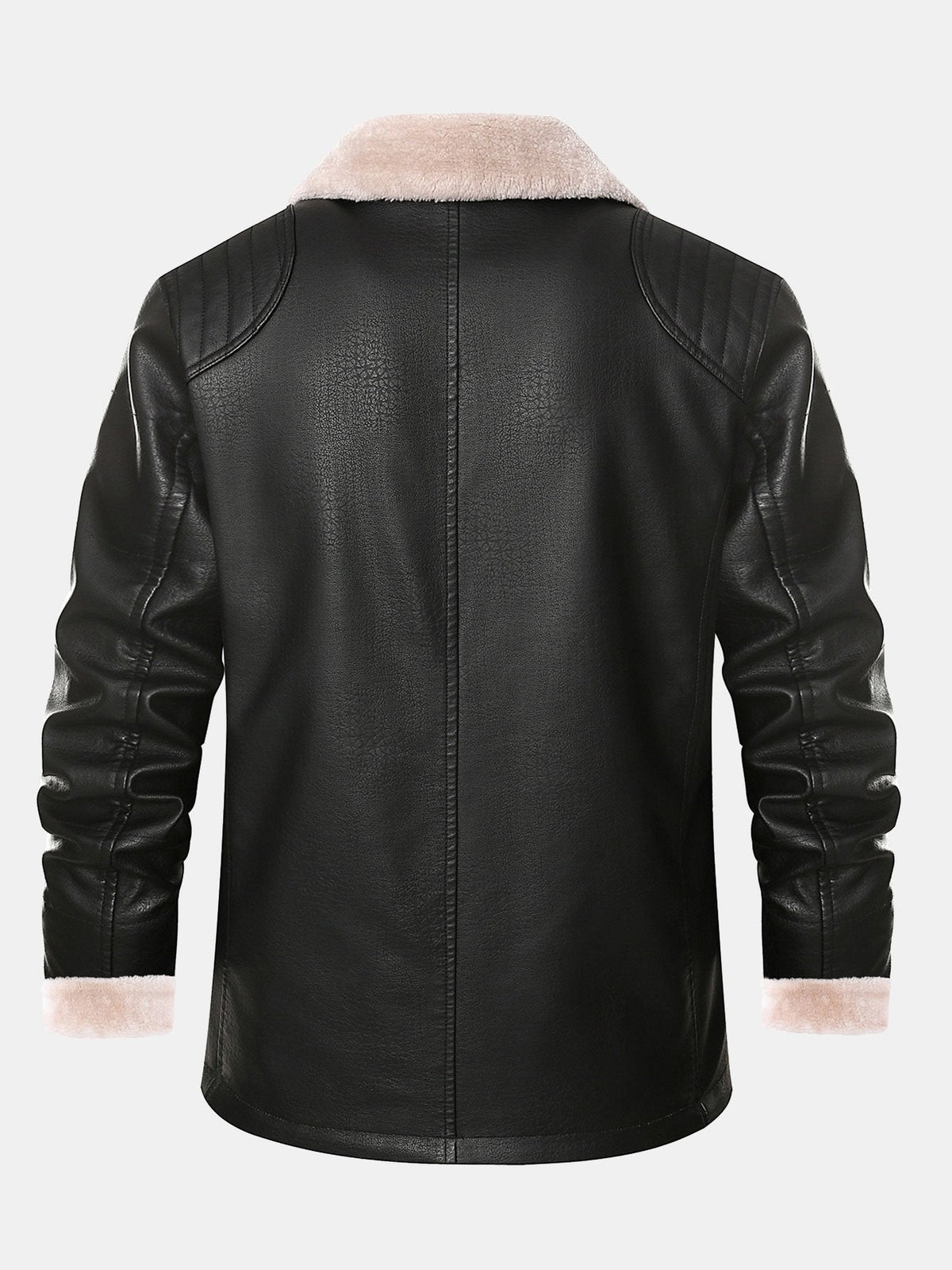 Herrenblazer aus Kunstleder mit Kunstpelzfutter - Warme Winterjacke mit Knöpfen, Lammfellkragen und gepflegtem, lässigem Stil