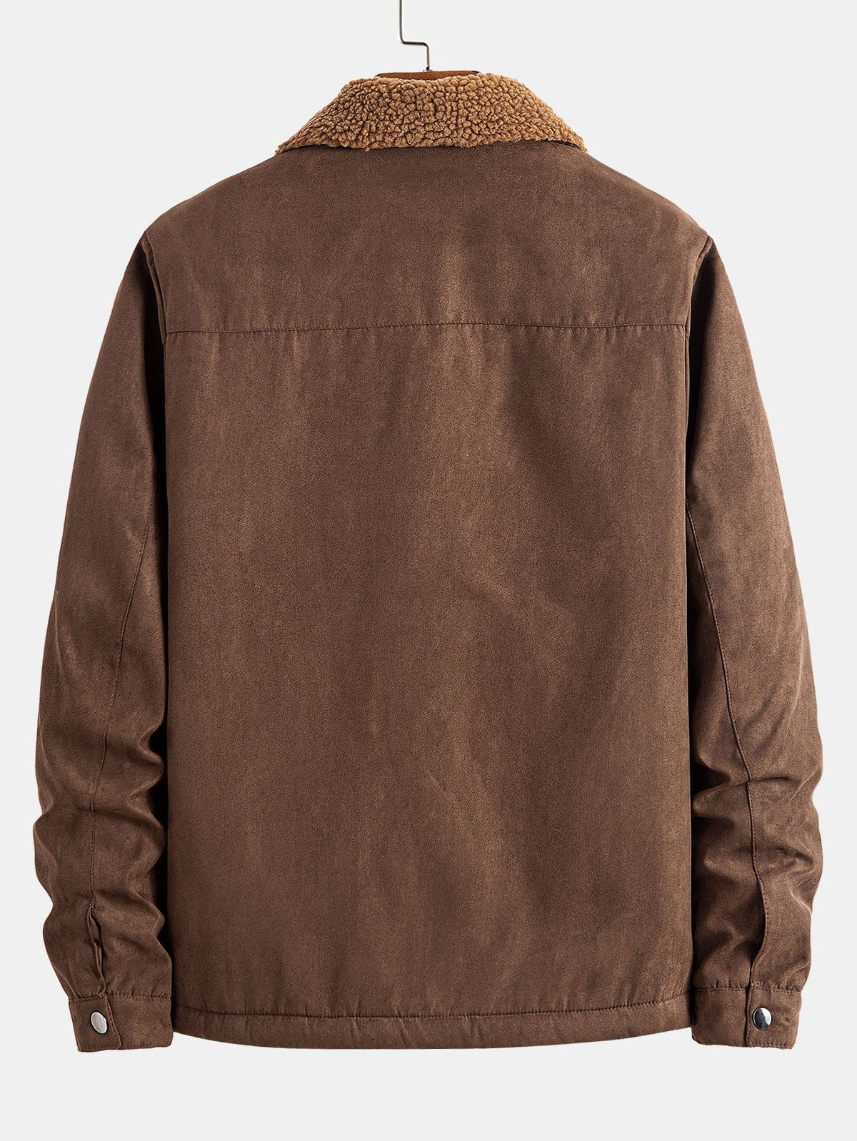 Herrenjacke aus Kunstwildleder mit Teddyfutter – Warme Winterjacke mit Reißverschluss, Borg-Kragen und praktischen Taschen