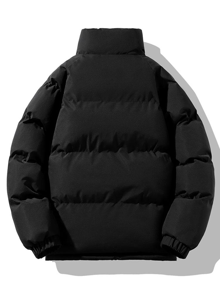 Herren-Pufferjacke mit Sherpa-Futter und Stehkragen – Warme gesteppte Winterjacke mit Reißverschluss