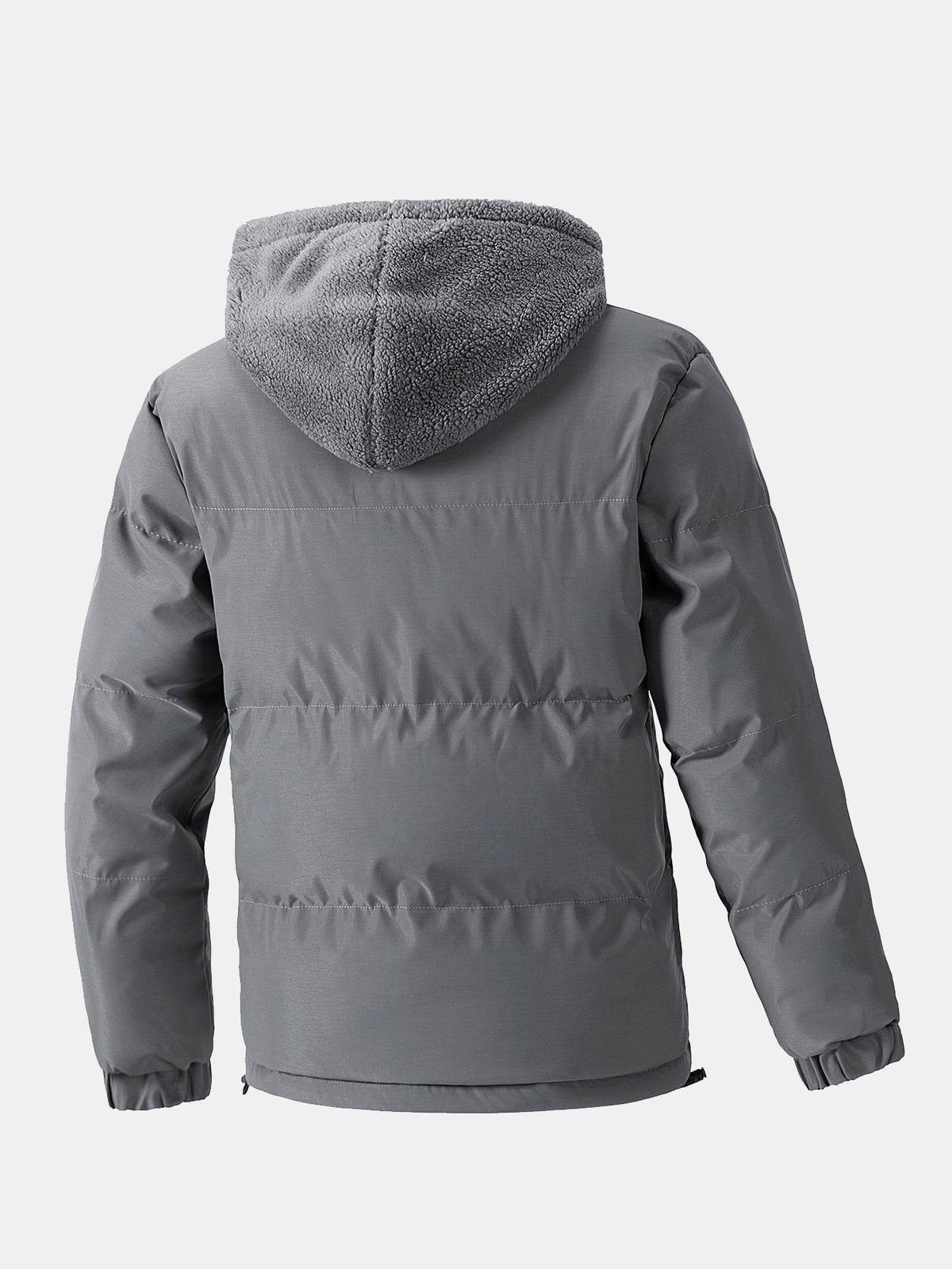 Herren-Pufferjacke mit Kapuze und Teddyfleece-Futter – gefütterter Wintermantel mit Reißverschluss für angenehme Wärme im Alltag