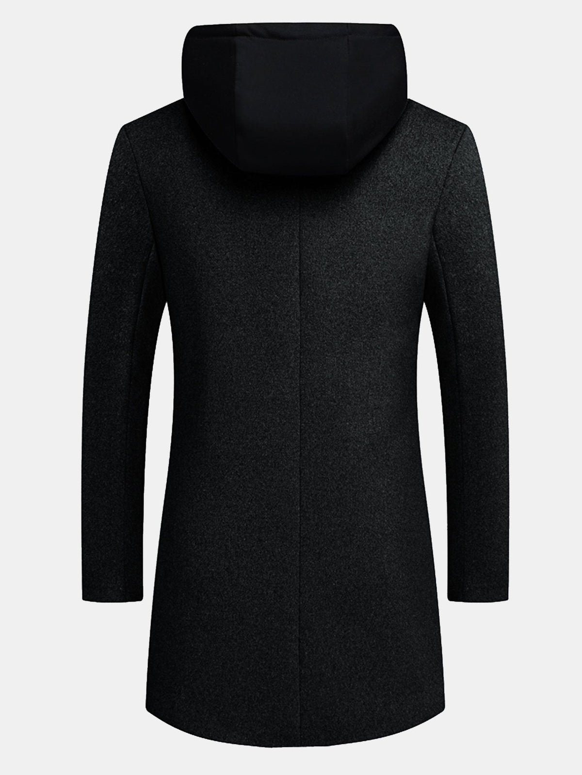 Abrigo largo con capucha de mezcla de lana para hombre - Abrigo de invierno entallado con capucha desmontable y capa con cremallera