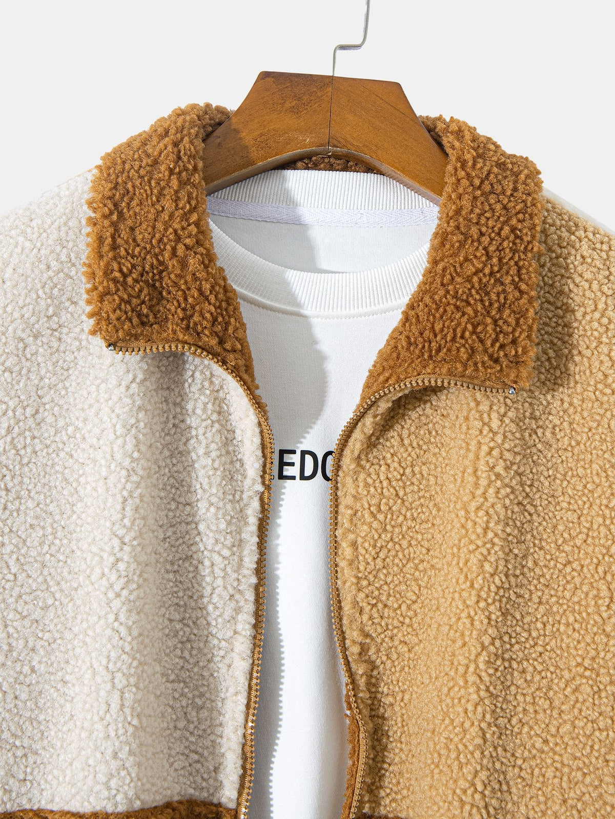 Herren-Teddyfleecejacke im Color-Block-Design – Weiche Borg-Jacke mit Reißverschluss, Stehkragen und lockerer Passform für Herbst und Winter