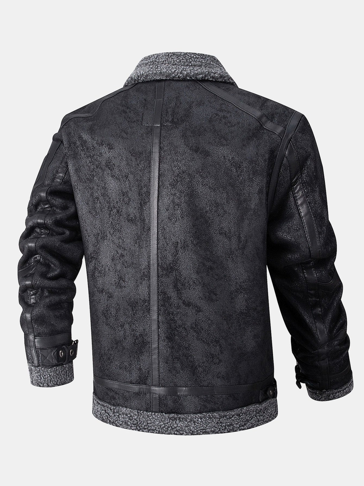 Chaqueta de aviador de ante sintético para hombre con forro de pelo sintético - Prenda de abrigo de inspiración vintage con cremallera para el invierno