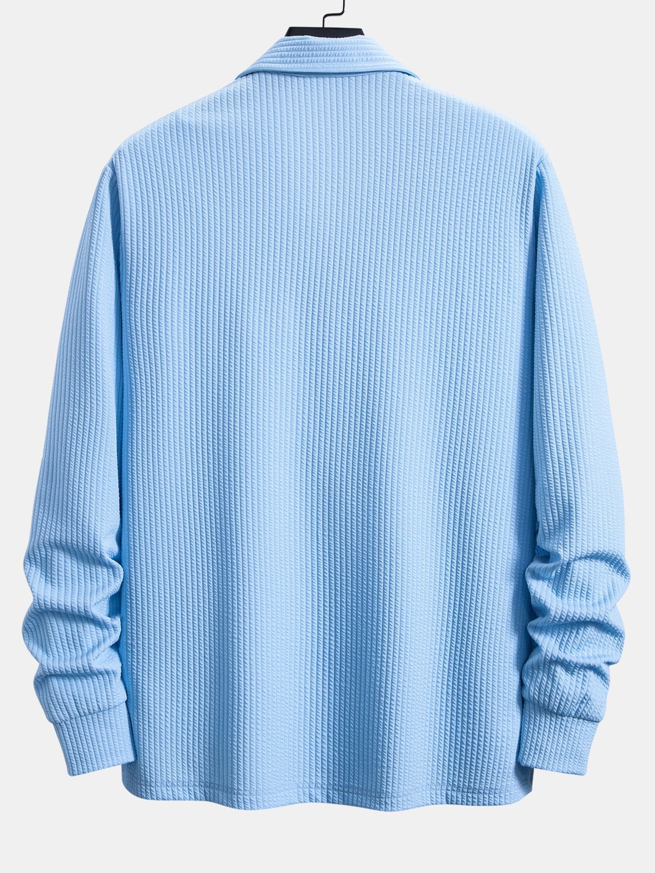 Men’s Relaxed Ribbed Polo Shirt – Stretch Long-Sleeve Smart Casual Top