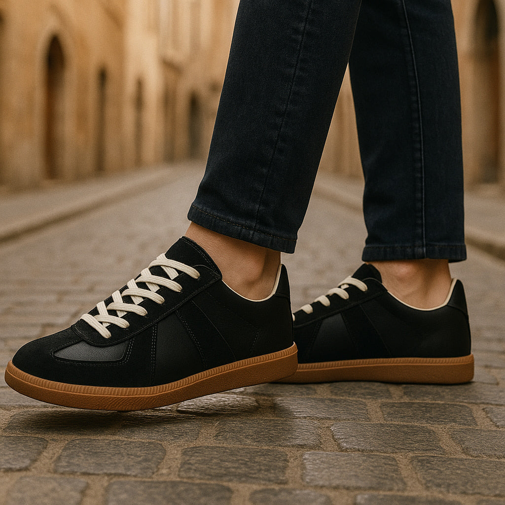 Męskie retro sneakersy niskie z panelami i sznurowaniem