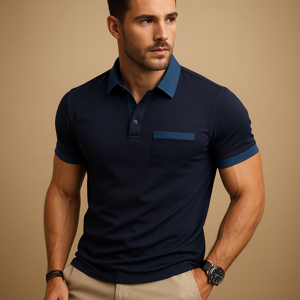 Heren poloshirt met korte mouwen – ademende top met klassieke pasvorm, kraag en borstzak voor smartcasual zomer-, kantoor-, weekend- en dagelijks gebruik