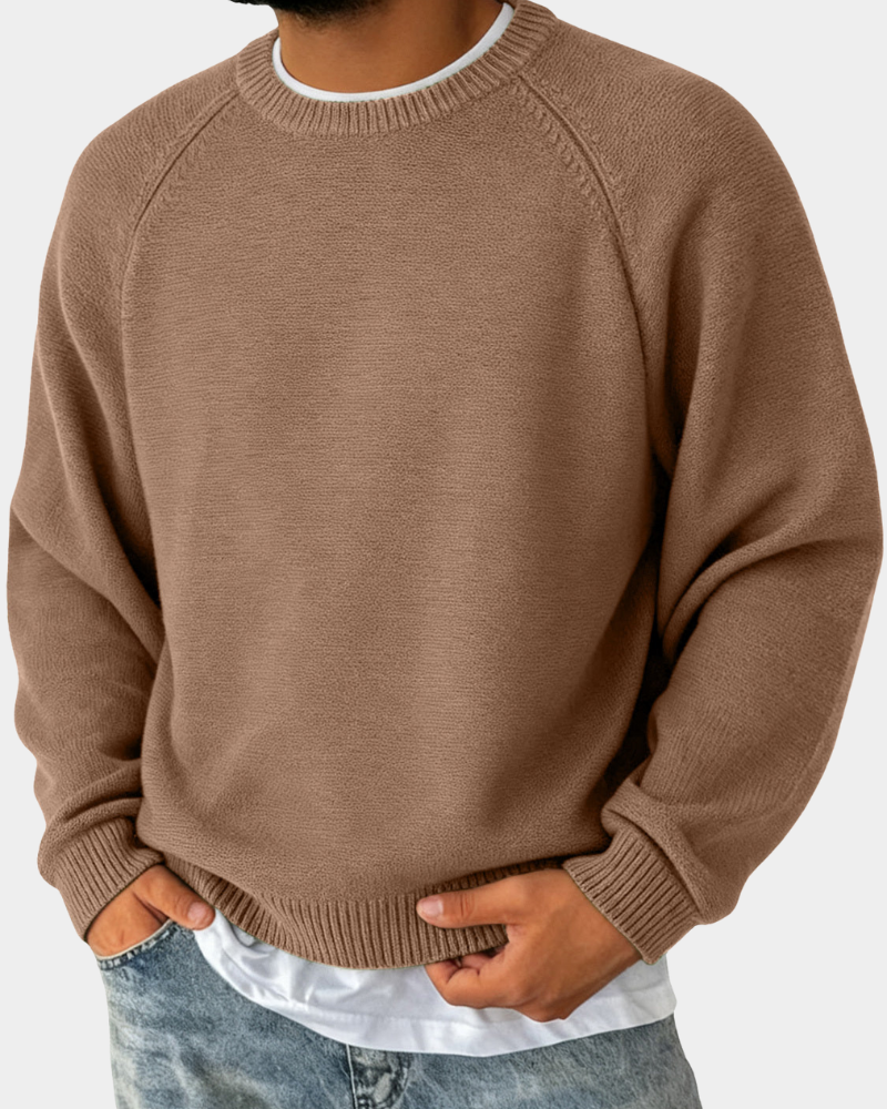 Pulover tricotat clasic pentru bărbați, cu guler rotund – pulover ușor de toamnă, cu mânecă lungă, pentru ținute urbane suprapuse, weekend, călătorii, stiluri smart casual și ținute de zi cu zi pentru sezonul de tranziție