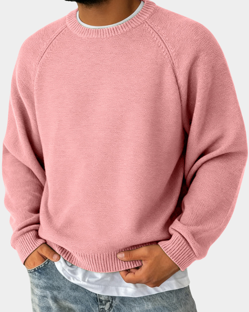 Pulover tricotat clasic pentru bărbați, cu guler rotund – pulover ușor de toamnă, cu mânecă lungă, pentru ținute urbane suprapuse, weekend, călătorii, stiluri smart casual și ținute de zi cu zi pentru sezonul de tranziție