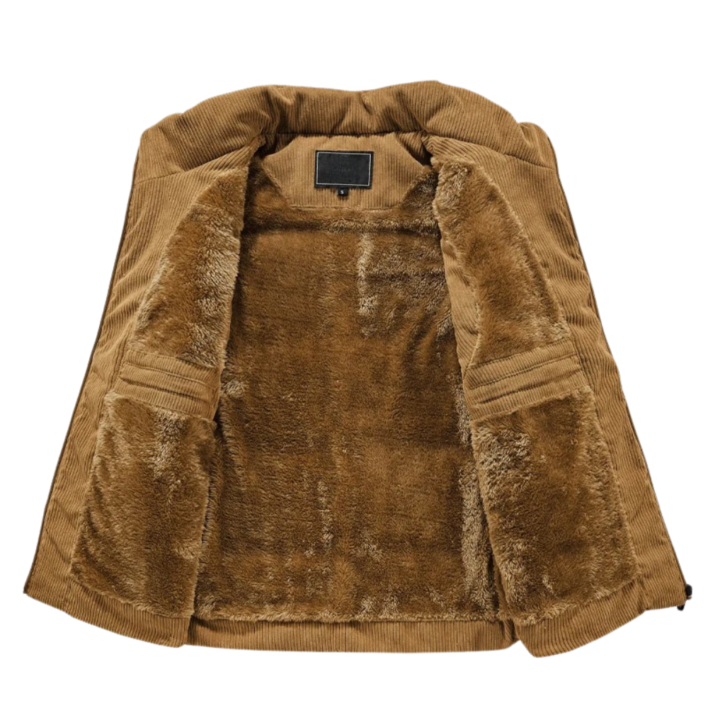 Men’s Corduroy Waistcoat Sleeveless Vest Slim Fit Casual Smart Layering Everyday Outerwear with Pockets