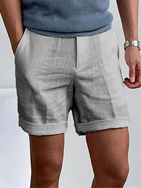 Pantalones cortos para hombre con dobladillo enrollado, ajuste casual de verano