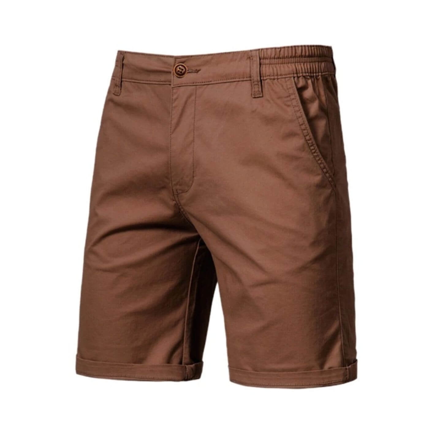 Pantalones cortos chinos para hombre con cintura elástica, ajuste inteligente y casual.