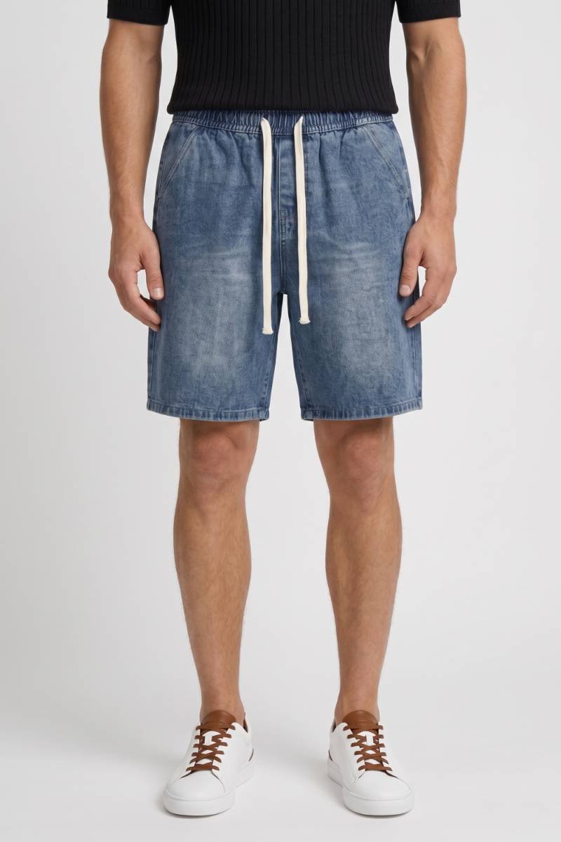 Herre denimshorts med snøre i taljen, afslappet og casual pasform