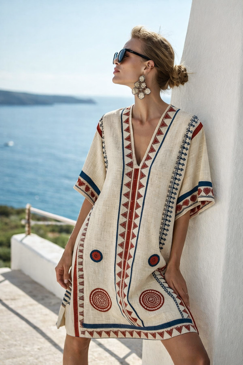 kaftan mini dress Silk Purple – Short Summer Dress One Size (OS) order at Zalando.dk Womens Next Blue Greek Print