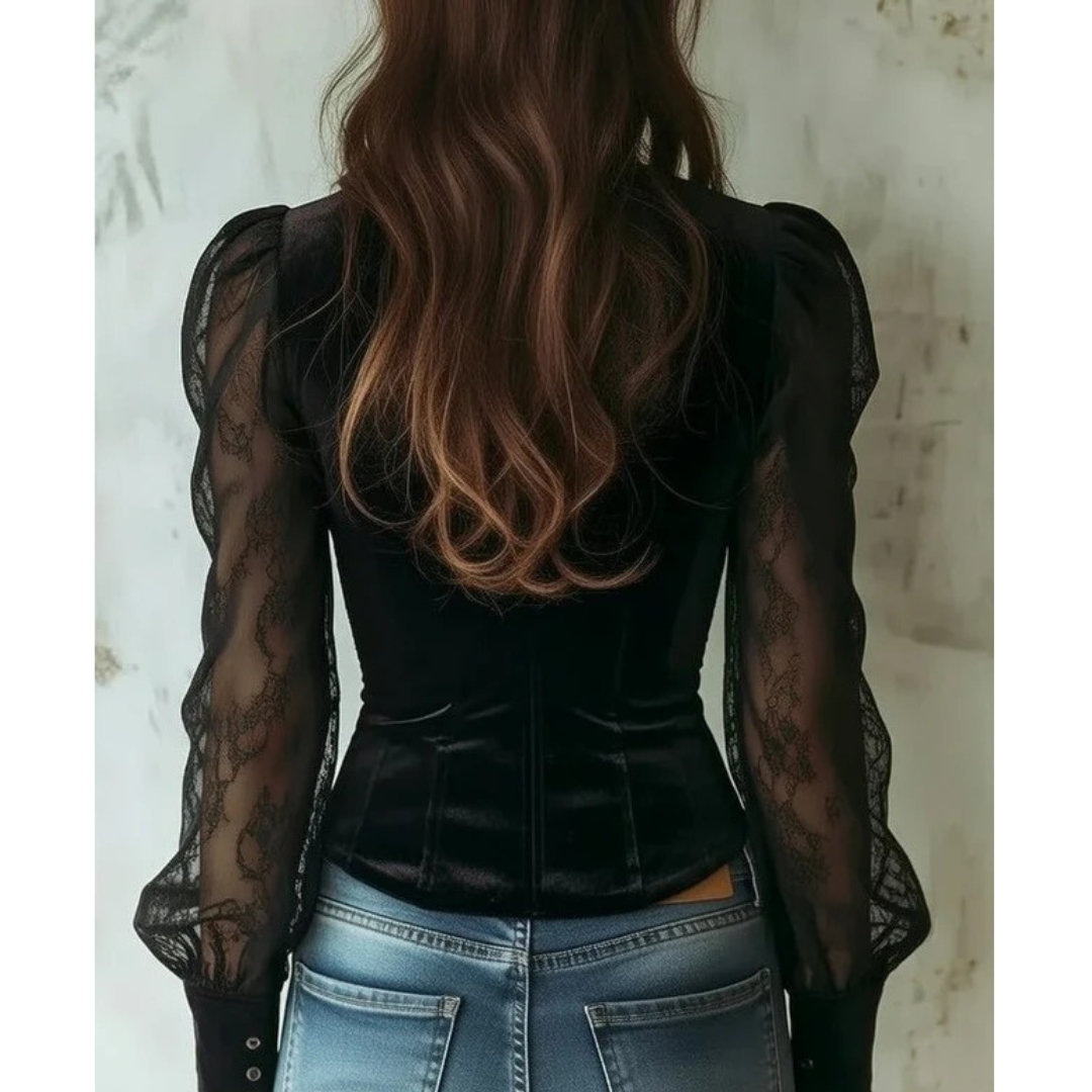 Women’s Lace Detail Blouse – Fitted Long-Sleeve Style for Evening and Smart Wear